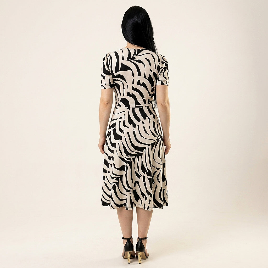 Vestido Midi Estampado 100% Tecido Leve Estilo Elegante - Crystal Modas