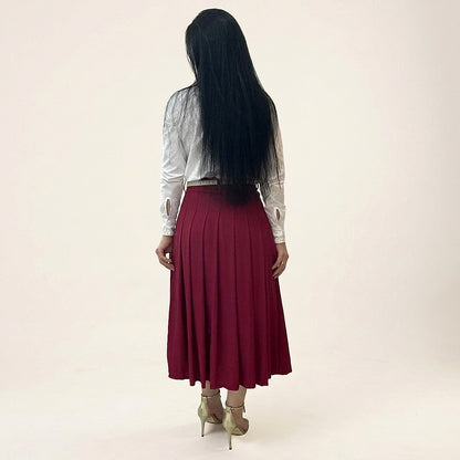 Saia Midi Feminina Com Pregas Forrada em Tecido Leve Estilo Modesto - Crystal Modas