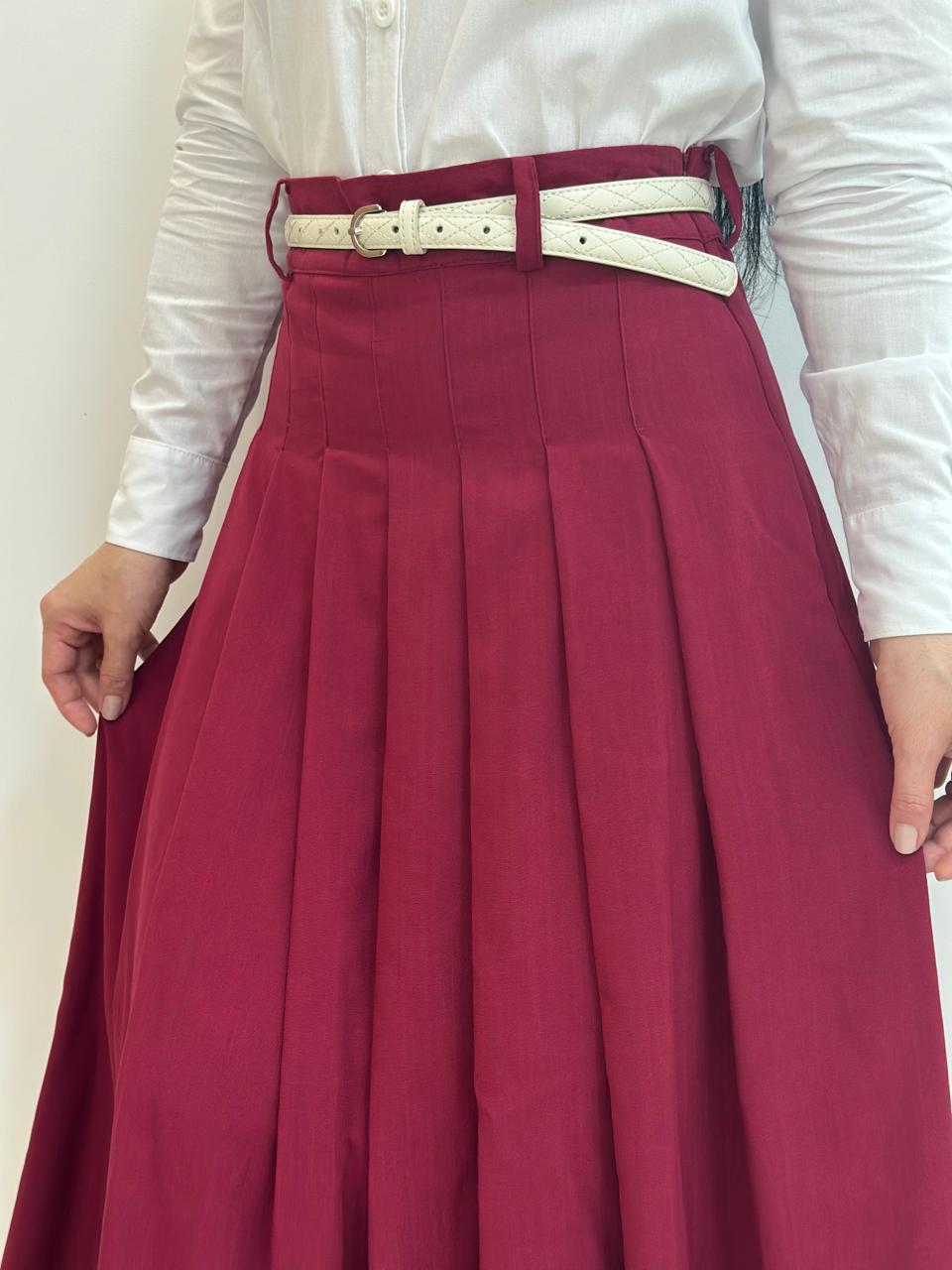 Saia Midi Feminina Com Pregas Forrada em Tecido Leve Estilo Modesto - Crystal Modas