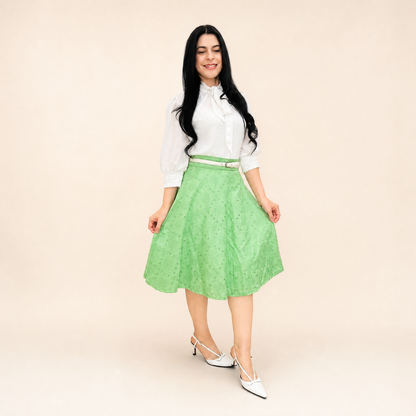 Saia Godê Midi Franzida 100% Algodão Estilo Modesto - Crystal Modas