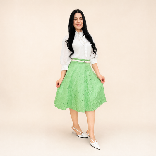 Saia Godê Midi Franzida 100% Algodão Estilo Modesto - Crystal Modas