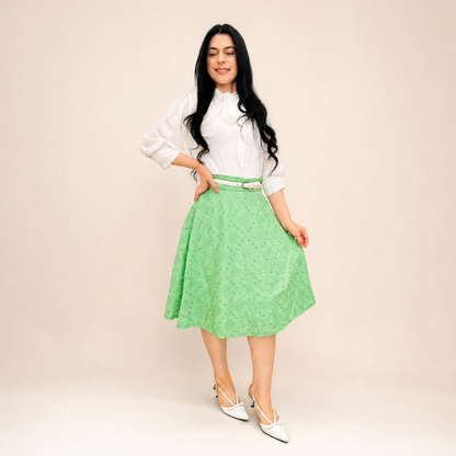 Saia Godê Midi Franzida 100% Algodão Estilo Modesto - Crystal Modas