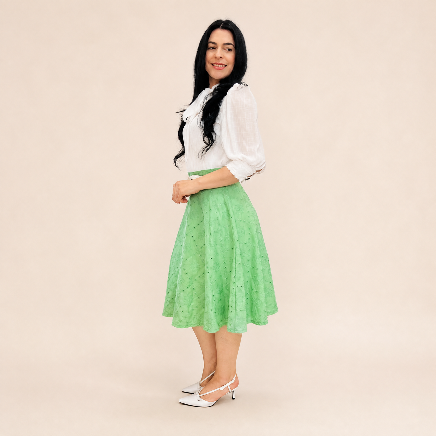 Saia Godê Midi Franzida 100% Algodão Estilo Modesto - Crystal Modas